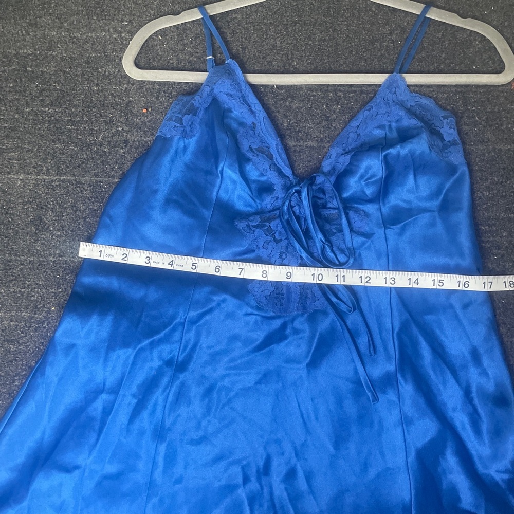 FREDERICK'S OF HOLLYWOOD BLUE DOUBLE SLIT OPEN FRONT BABYDOLL sz M/L - Picture 6 of 12